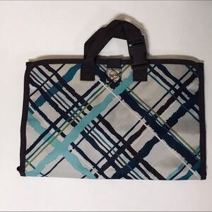 Thirty-one Plaid Travel Organizer for makeup or jewelry. Teal, Navy, Gray